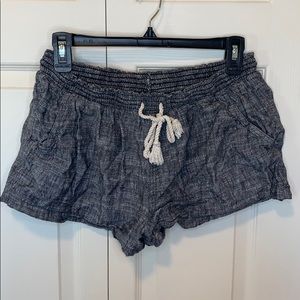 Gray Linen Drawstring Shorts